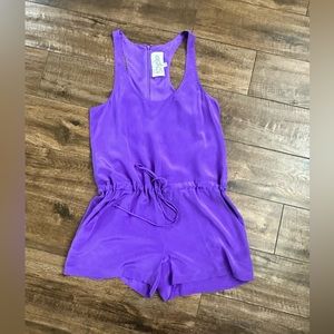 Rory Beca Silk Romper, Adonis Silk Racer Back Romper Purple XS
